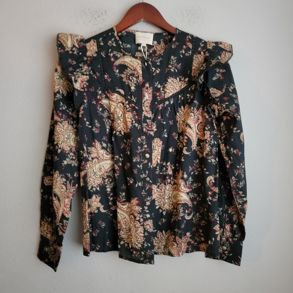 Sezane Meadow Blouse in Paisley Noir size 36 NWT - Picture 6 of 12